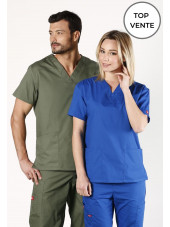 Blouse médicale Col V Homme, Dickies, 2 poches, Collection "EDS signature" (86706) vue top vente