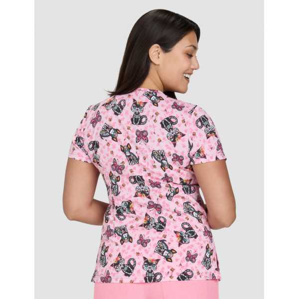 Bata médica original para mujer "Gato en el agua", 2 bolsillos (384PR-CUS)