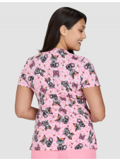 Blouse médicale originale femme "Chiens sur fond rose" (384PR-SSC)