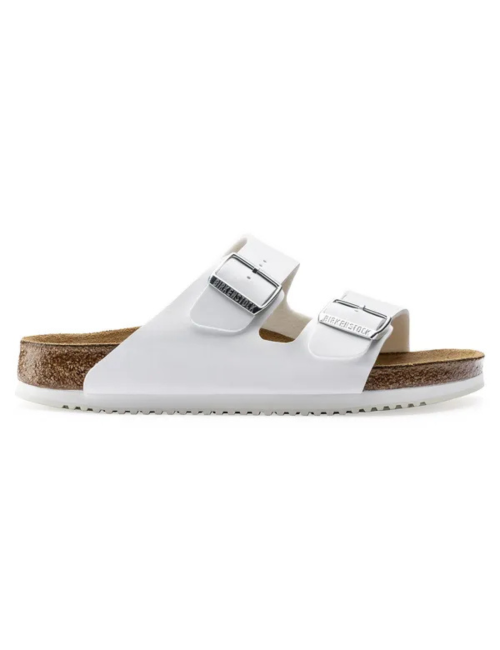 Sandales médicales Blanches, Birkenstock (Arizona) vue cote