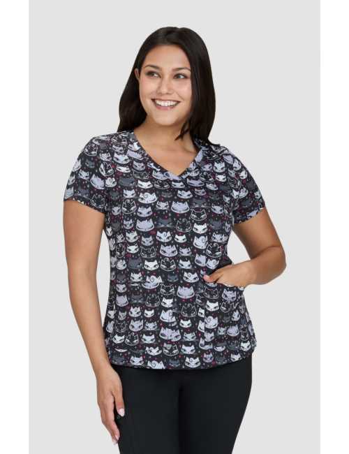 Original women's medical coat "Cat in the water", 2 pockets (384PR-CUS)