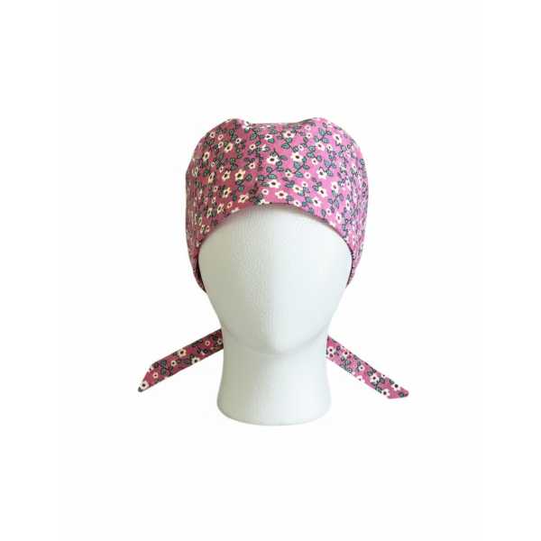 Gorro médico "Flores pequeñas sobre fondo rosa" (209-12375)