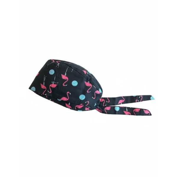 Gorro médico "Flamencos sobre fondo negro" (209-22139)