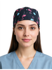 Medical cap "flamingos on black background" (209-22139)