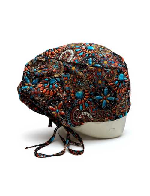 Calot médica Cheveux Longs "Indian jewelry corail" (815-2225)