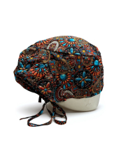 Calot médical Cheveux Longs "Indian jewelry corail" (815-2225)