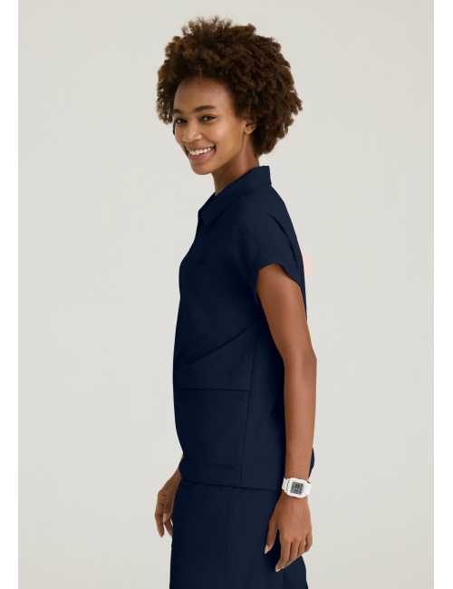 Blusa médica para mujer con cuello redondo - Skechers "RIP STOP" (SKT284)