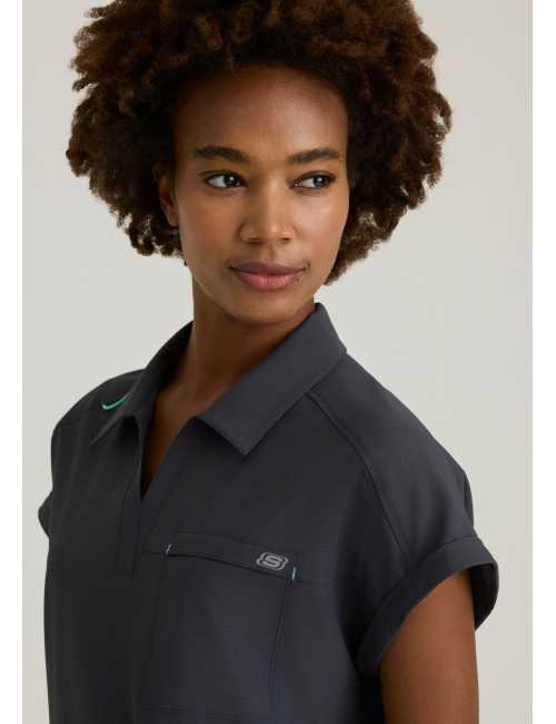 Blusa médica para mujer con cuello redondo - Skechers "RIP STOP" (SKT284)