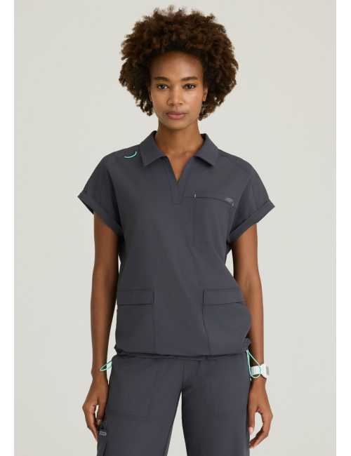 Blusa médica para mujer con cuello redondo - Skechers "RIP STOP" (SKT284)