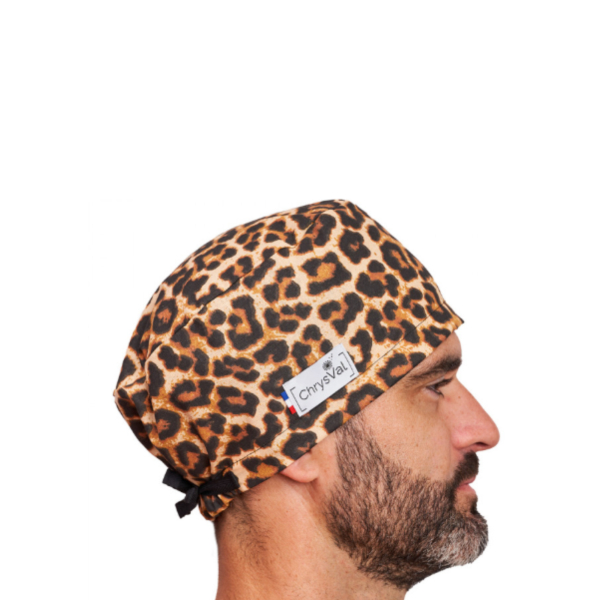 Gorro médico corto "Leopardo" 100% algodón CHRYSVAL (211-449)