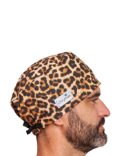 Short medical cap "Leopard" 100% cotton CHRYSVAL (211-449)