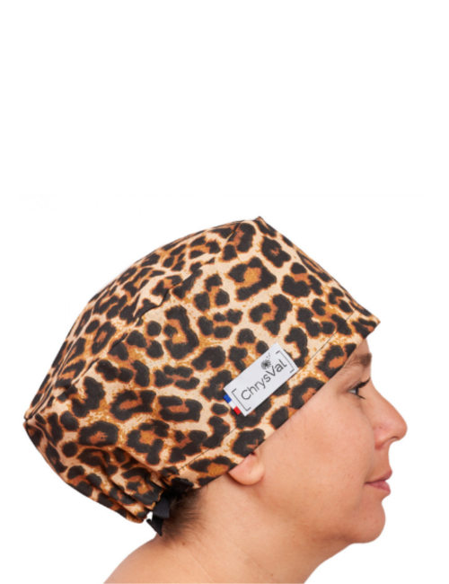 Short medical cap "Leopard" 100% cotton CHRYSVAL (211-449)