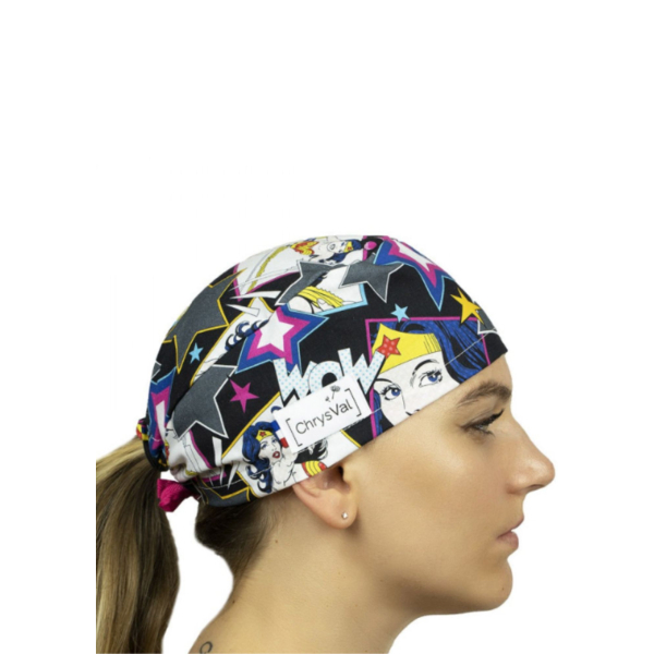 Calot médical court "Wonder woman" 100% coton CHRYSVAL (211-150)