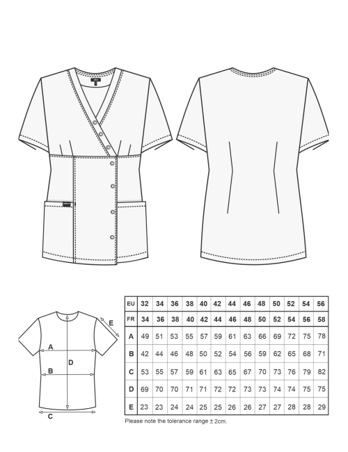 Blouse médicale à boutonnière asymétrique 7DAYS femme "LYON"