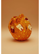 CALOTS 100% SOIE MEDISILK MADE IN FRANCE PERLA Dents sur fond orange (215-001)