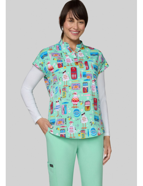 Blouse médicale originale femme "Sardine Tins" (1093PRASRD)