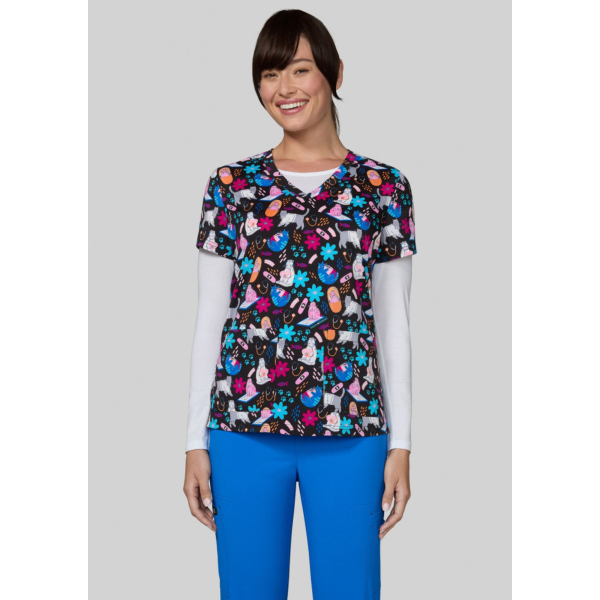 Blusa médica original para mujer "Sardine Tins" (1093PRASRD)