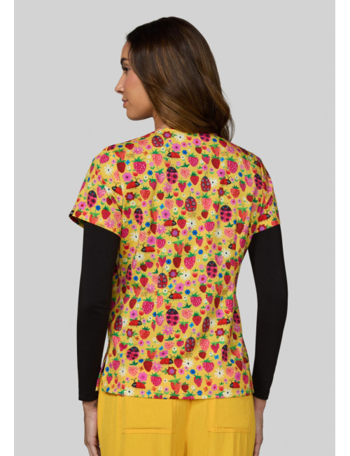 Blusa médica original para mujer "Strawberries and Ladybugs" (384PRA-LDB)