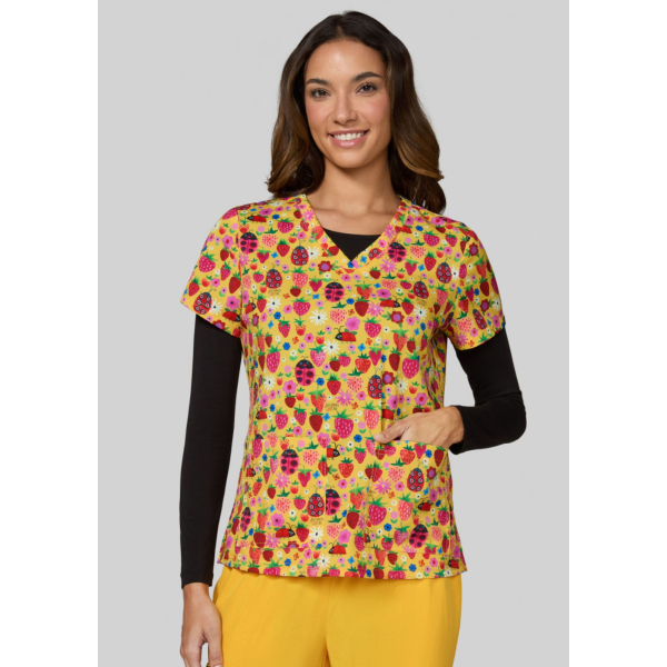 Blusa médica original para mujer "Strawberries and Ladybugs" (384PRA-LDB)