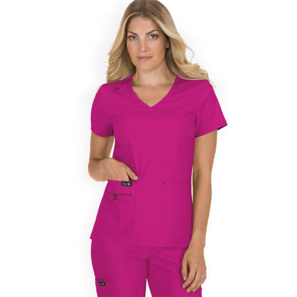 Blouse médicale Femme Koi "Becca", collection "Koi Basics" (373-) vue face azalée