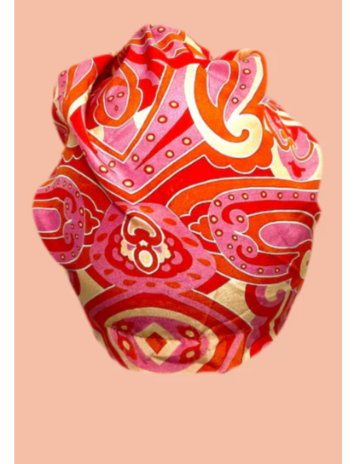 Gorros Quirúrgicos MEDISILK 100% Seda – Hechos en Francia – Perla Motivo Dental sobre Fondo Naranja (215-001)