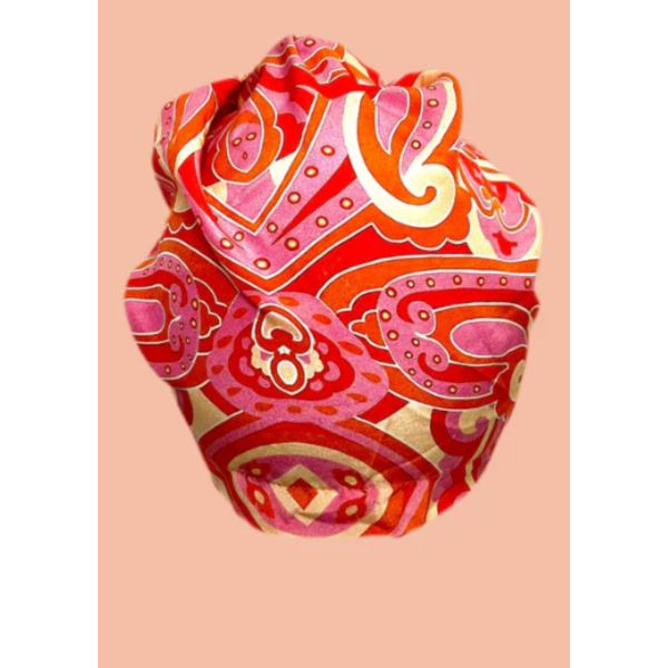 Gorros Quirúrgicos MEDISILK 100% Seda – Hechos en Francia – Perla Motivo Dental sobre Fondo Naranja (215-001)