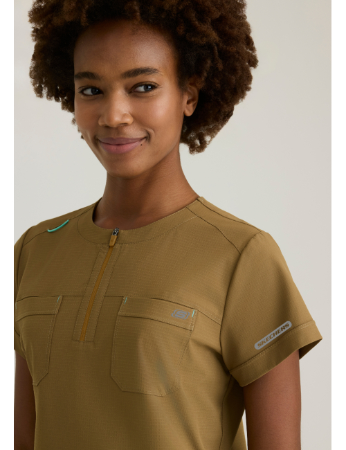 Women's medical blouse with round neck - Skechers "RIP STOP" (SKT284)