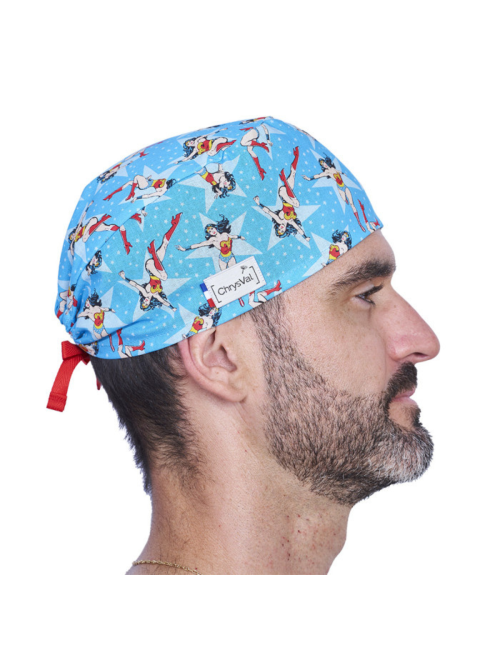 Calot médical court "wonder blue" 100% coton CHRYSVAL MADE IN FRANCE (211-1385)
