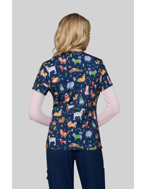 Blouse médicale femme imprimée Noël "Fa La La La La" (384PRA-FAL)