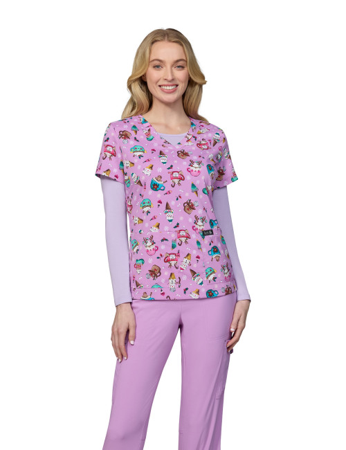 Blouse médicale femme imprimée Noël "Holiday Mugs" (384PR-HLM)