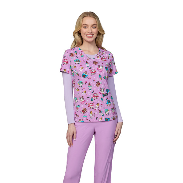 Blouse médicale femme imprimée Noël "Holiday Mugs" (384PR-HLM)