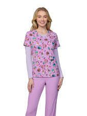 Blouse médicale femme imprimée Noël "Holiday Mugs" (384PR-HLM)