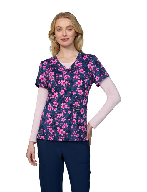 Blouse médicale femme imprimée "Petal and Blooms" (384PRM-PAB)
