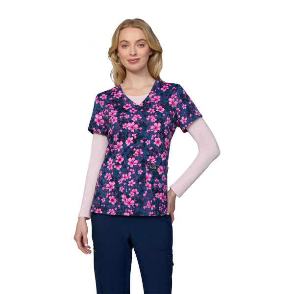 Blouse médicale femme imprimée "Petal and Blooms" (384PRM-PAB)