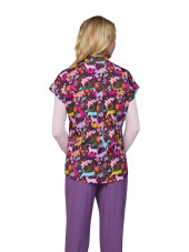 Blouse médicale femme imprimée "Floral Kitties" (1093PRA-FKT)