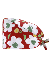 Calot unisexe "grandes fleurs blanches fond rouge" (209-12159)