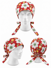 Calot unisexe "grandes fleurs blanches fond rouge" (209-12159)