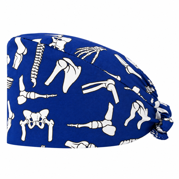 Gorro quirúrgico unisex "Huesos sobre fondo azul marino" (209-22229)