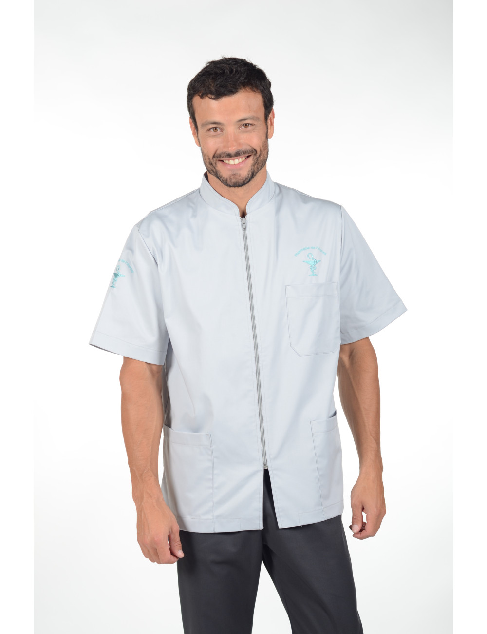 Blouse médicale homme zippée, Mankaia Factory, nouveau tissu (047)