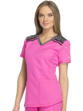 Tunique Médicale femme bicolore Dickies, Collection "Dynamix" (DK740) rose gauche