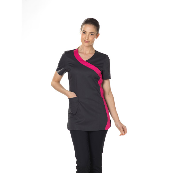 Blouse médicale, cache coeur, CMT, Collection "Stretch bicolore" (2614)