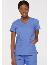 Blouse médicale Cache Coeur Femme, Dickies, collection "EDS signature" (85820), couleur bleu ciel vue face